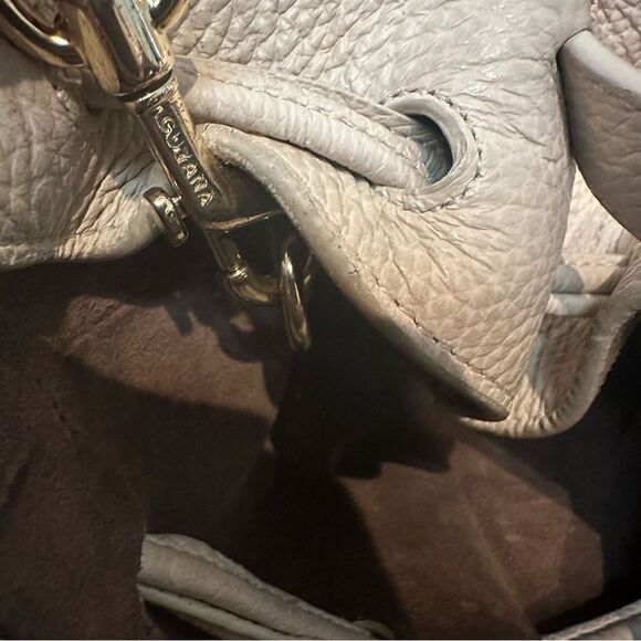 CUYANA Mini Drawstring Buckle Bucket Bag Leather Crossbody Cream Neutral - Picture 10 of 12